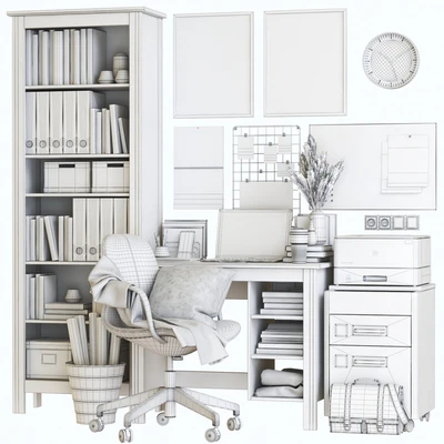 IKEA BRUSALI office workplace with LANGFJALL chair — Ver 3