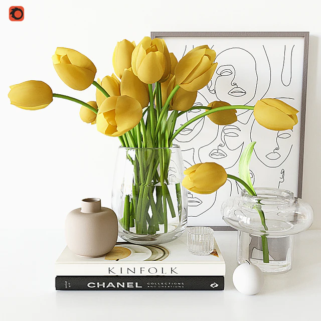 Decorative set with yellow tulips — Скачать