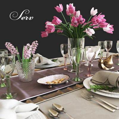 Table setting with flowers — Ver 3