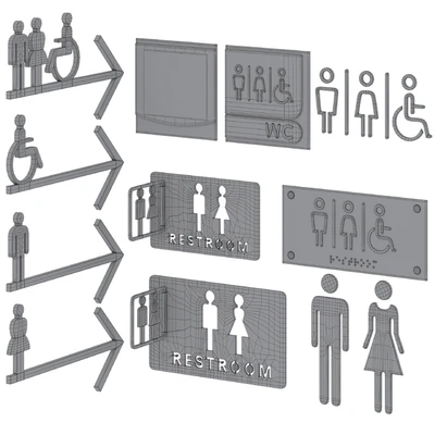 Restroom Directional Door Signs 2 — Ver 5