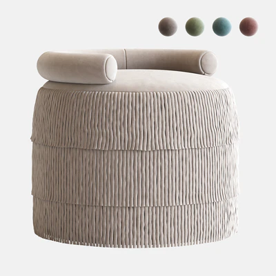 21st Century Beth Fringes Stool Cotton Velvet — Ver 1