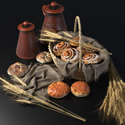 Composition with buns in a wicker basket — Ver 6