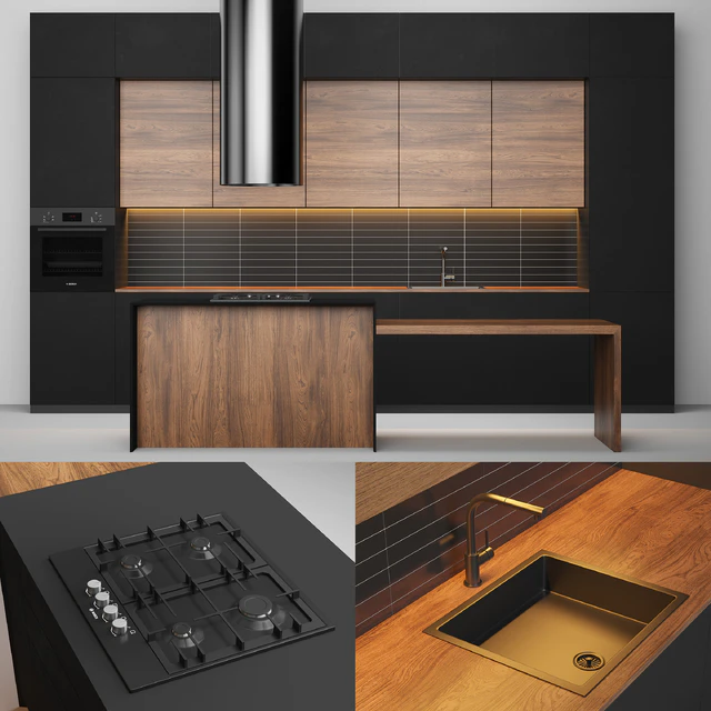 Modern black kitchen — Descargar