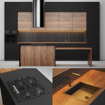 Modern black kitchen — Ver 1