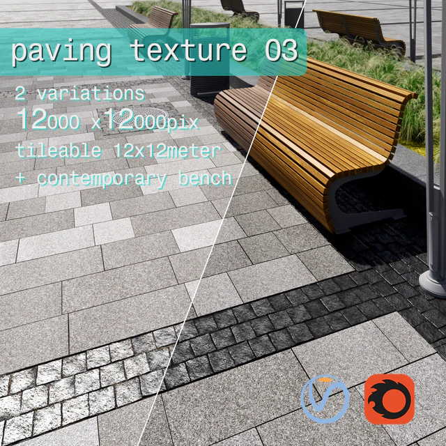 Paving granite plates HR / street furniture 03 — Descargar