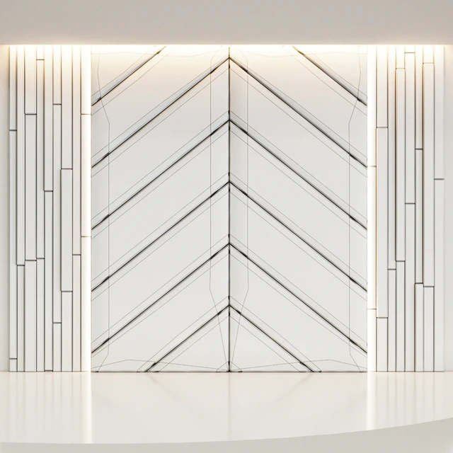 Headboard made from beige panels and gold planks — Descargar