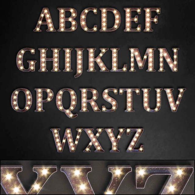 Lighted Metal sign. Set 13. Alphabet — Descargar