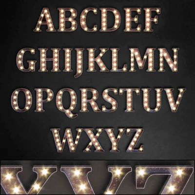 Lighted Metal sign. Set 13. Alphabet — Ver 1