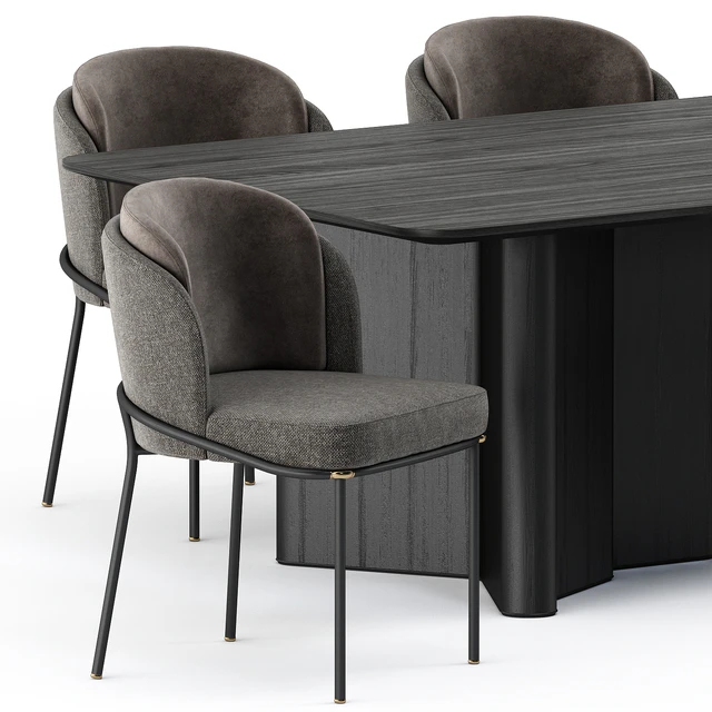 FIL NOIR chair and LOU Dining Table by Minotti — Descargar