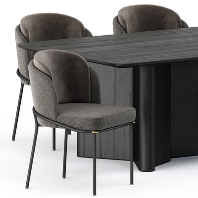 FIL NOIR chair and LOU Dining Table by Minotti — Ver 4