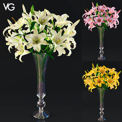 Lily bouquet in VG vase — Ver 1