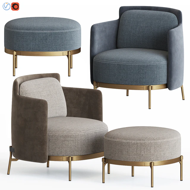 Minotti Tape Armchair & Ottoman — Скачать