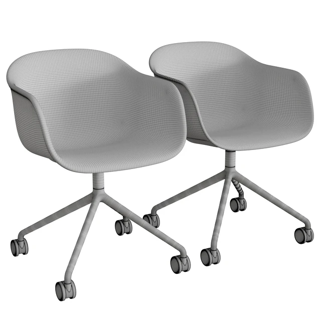 Fiber Armchair Swivel Base W.Castors — Скачать