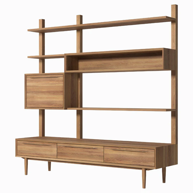 Shelving unit Bruni / Bruni Black with drawers, 180 * 179 * 45 cm — Descargar