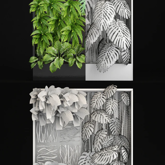 Vertical garden 2. Вертикальный сад, фитостена, фитомодль, озеленение, зеленая картина, куст, настенный декор, ветки, монстера, папоротник, алоказия, эко, эко декор, лофт — Скачать