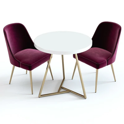 West Elm Lacquer Top Table and Mid-Century Chairs — Ver 2