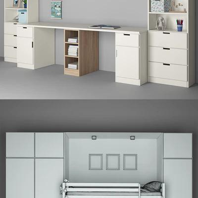 Furniture for children's room with a decor for two children — Ver 3