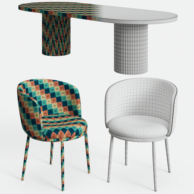 GLOBEWEST Benjamin Ripple table and Filmore dining chair Eichholtz — Скачать