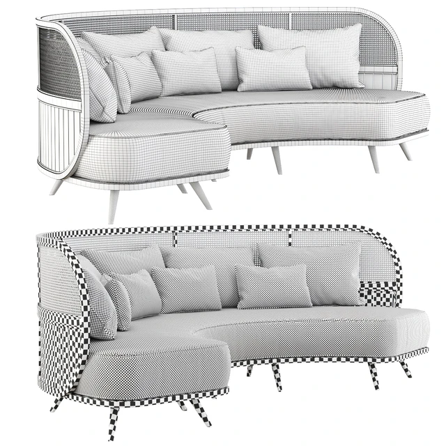 Garden round sofa R157 / Semi-circular rattan sofa — Descargar