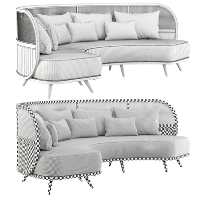 Garden round sofa R157 / Semi-circular rattan sofa — Ver 3
