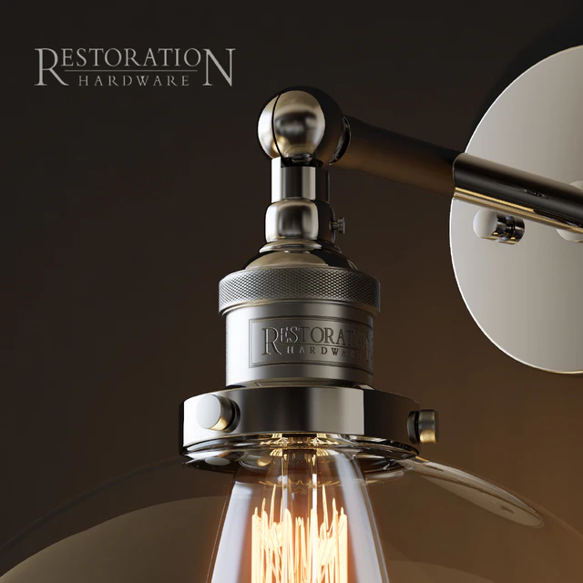 20th C. Factory filament clear glass dome sconce chrome — Descargar