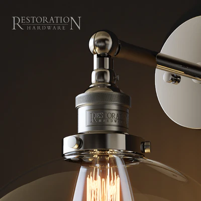 20th C. Factory filament clear glass dome sconce chrome — Ver 2
