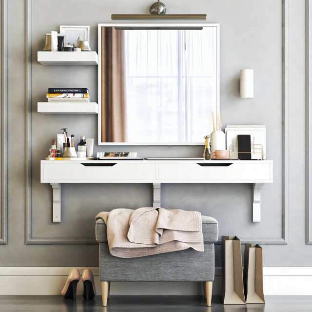 IKEA ALEX dressing table with STRANDMON ottoman and NISSEDAL mirror — Скачать