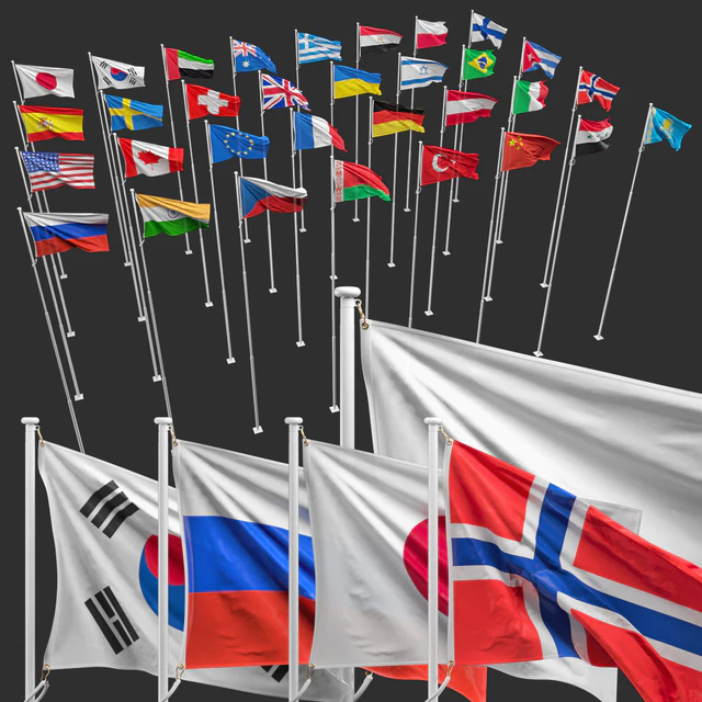 Flags of the countries of the world (8 flagpoles, 32 flags) — Descargar