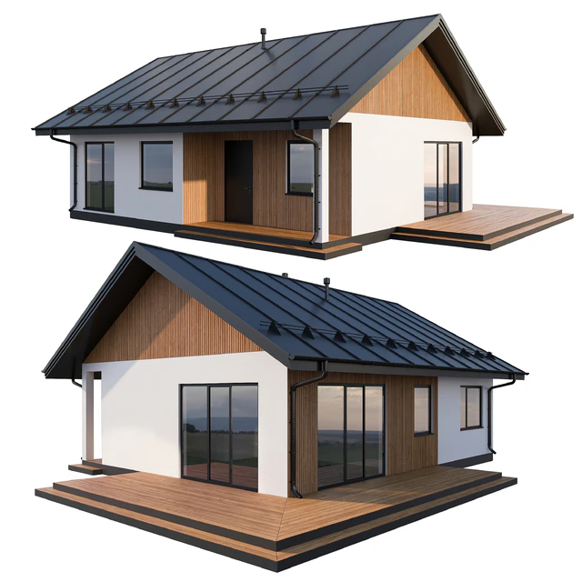 Modern cottage with click seam roof — Descargar