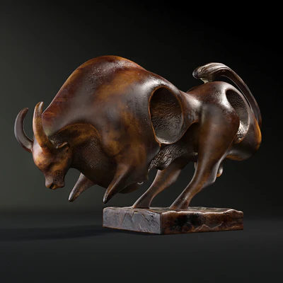 Modern Bronze Bull Sculpture — Ver 1