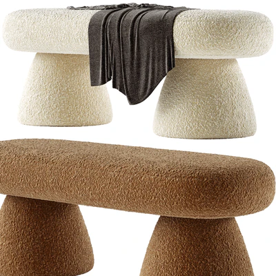 Armless Backless Solid Color Upholstered Modern Bedroom Bench — Ver 3