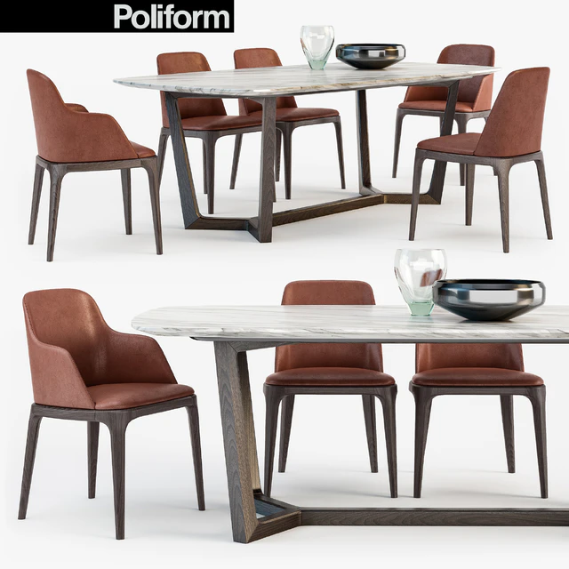Poliform Grace chair Concorde table set3 — Descargar