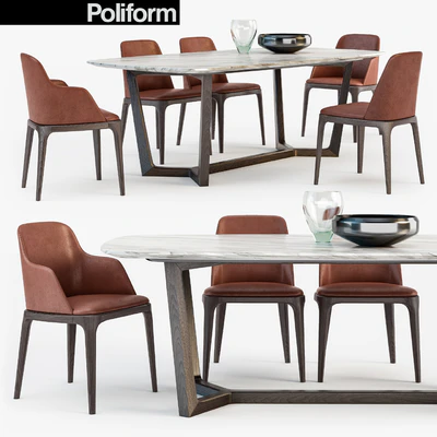 Poliform Grace chair Concorde table set3 — Ver 1
