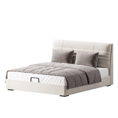 Beige Upholstered Modern Headboard — Ver 1