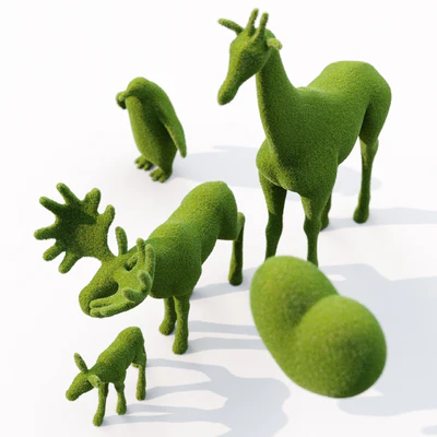 Topiary "Bacho" Giraffe Elk Calf Penguin and Heart — Ver 4