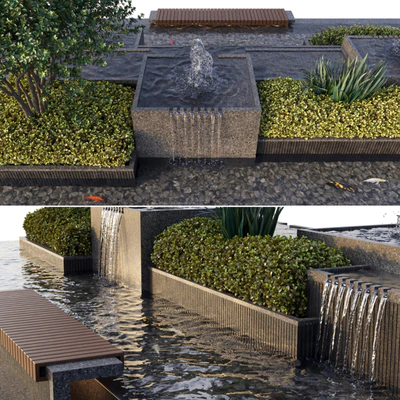 Landscaping Figure with Plants Waterfalls and Fish — Вид 7