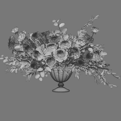 Flower Set 053 White Rose Dahlia Big bouquet — Ver 5