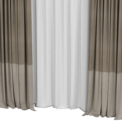 Curtains with tulle in two colors — Ver 4