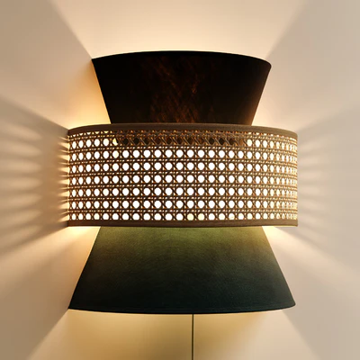 Wicker rattan wall lamp DOLKIE — Ver 2