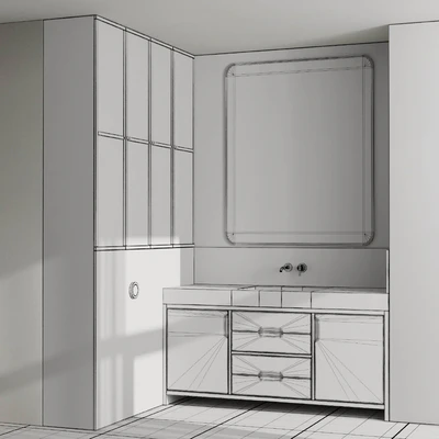 L-shaped Bathroom furniture by inbani faucet set 89 — Ver 3
