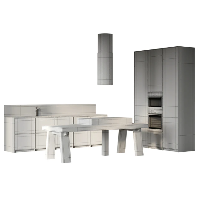 Straight kitchen with island — Descargar