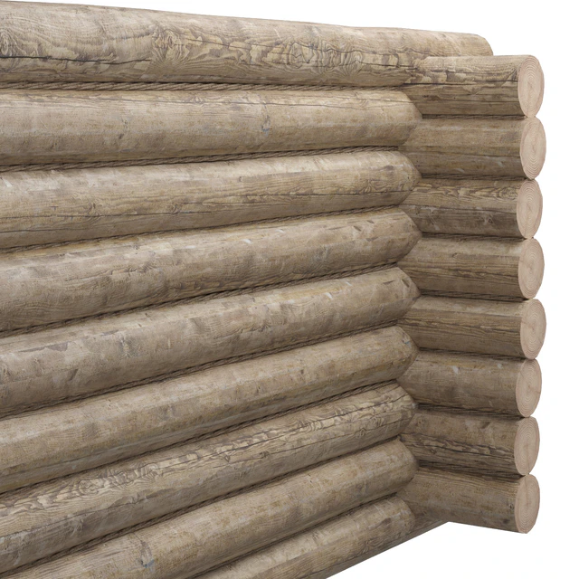 log cabin with jute rope — Descargar