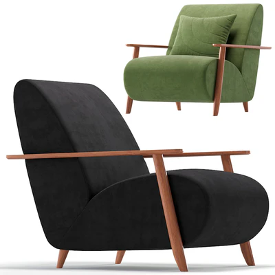 Armchair Marthan Beige Velvet By Barcelona Design 8 Colors Version/Кресло Marthan бежевое вельветовое — Вид 4