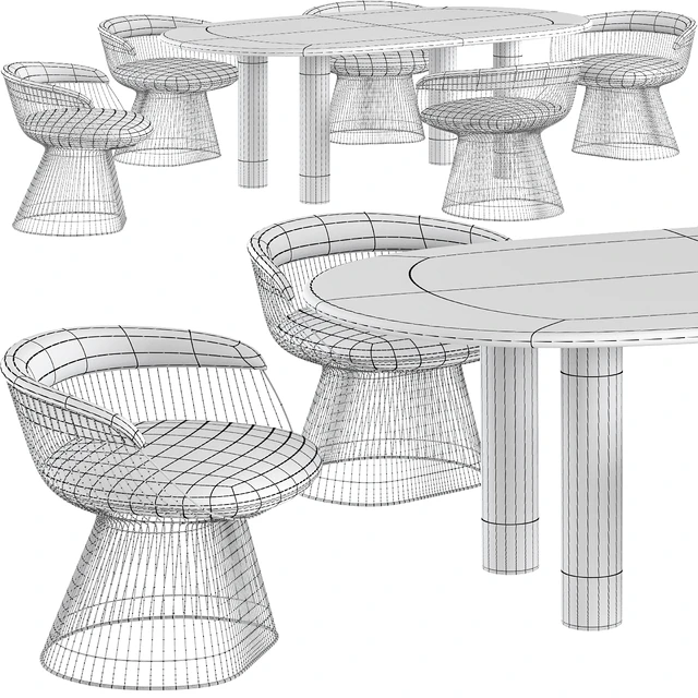 Dining table Knoll Smalto and chair Knoll Planter — Descargar