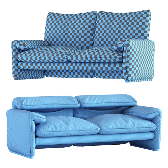 White Sheepskin Maralunga Sofa by Vico Magistretti for Cassina, Italy — Download
