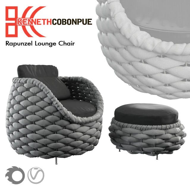 Kenneth Cobonpue RAPUNZEL - EASY ARMCHAIR &amp; OTTOMAN — Descargar