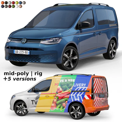 Среднеполигональный автомобиль Volkswagen Caddy 2022 — Вид 1