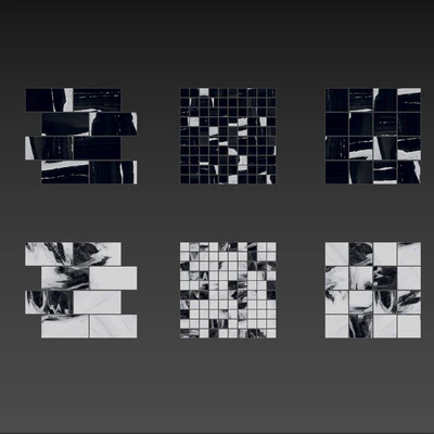 Architectural Design Floor gres Wave Flow B&W MARBLE set 2 — Ver 3