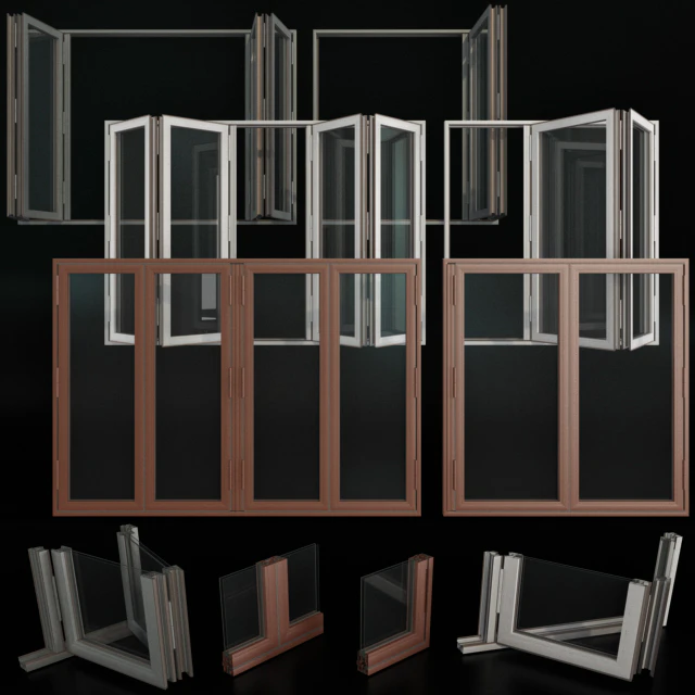 Складывающиеся витражные алюминиевые двери /  Folding stained Glass Aluminum Doors — Скачать