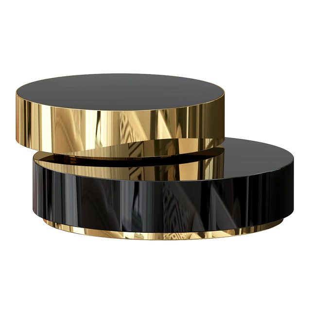 Glass round coffee table with marble surface for living room — Descargar